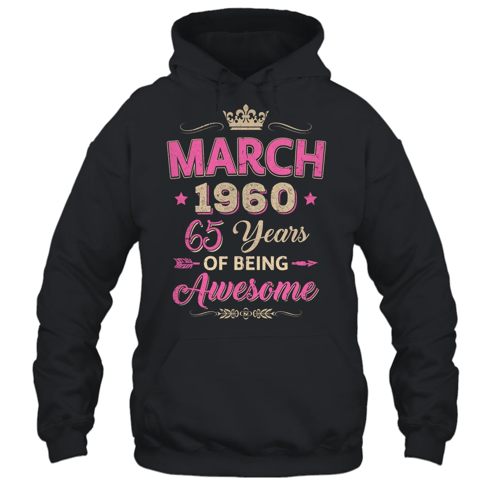 March 1960 65 Years Of Being Awesome Retro 65th Birthday Shirt & Tank Top | siriusteestore