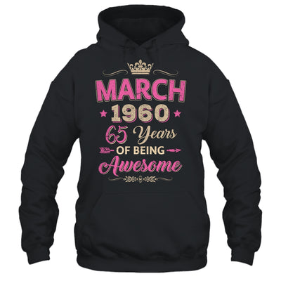 March 1960 65 Years Of Being Awesome Retro 65th Birthday Shirt & Tank Top | siriusteestore