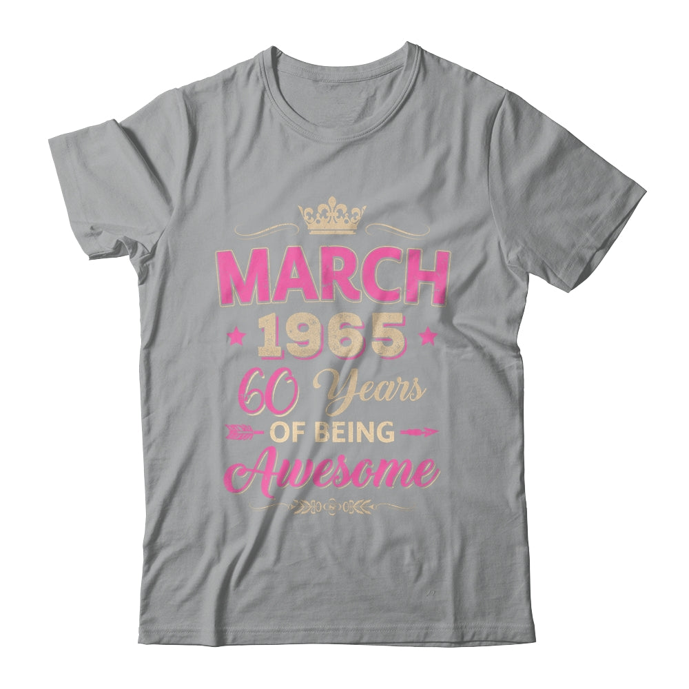 March 1965 60 Years Of Being Awesome Retro 60th Birthday Shirt & Tank Top | siriusteestore