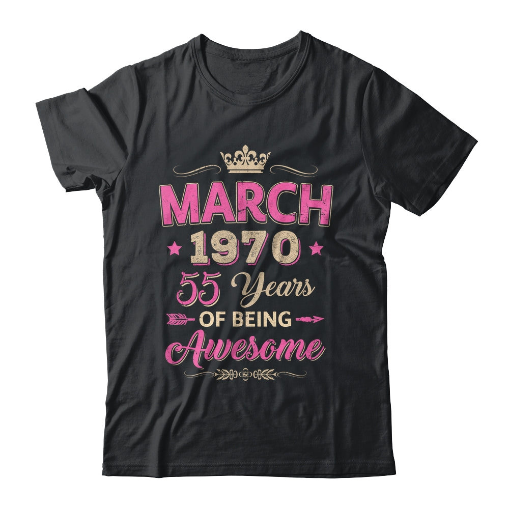 March 1970 55 Years Of Being Awesome Retro 55th Birthday Shirt & Tank Top | siriusteestore