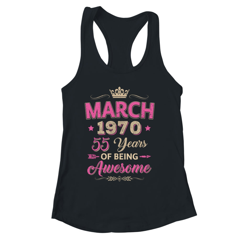 March 1970 55 Years Of Being Awesome Retro 55th Birthday Shirt & Tank Top | siriusteestore
