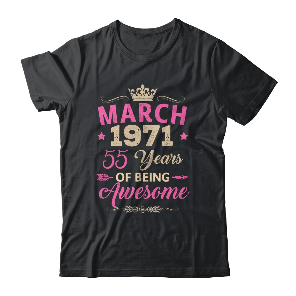 March 1971 55 Years Of Being Awesome Retro 55th Birthday Shirt & Tank Top | siriusteestore
