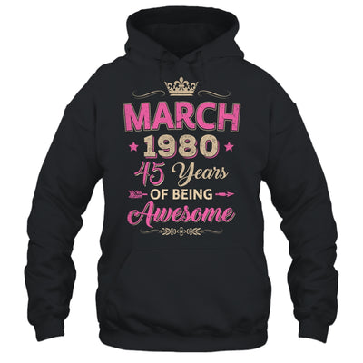 March 1980 45 Years Of Being Awesome Retro 45th Birthday Shirt & Tank Top | siriusteestore