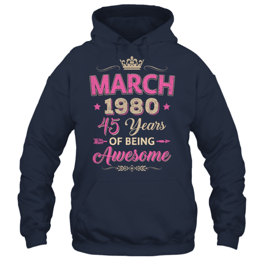 March 1980 45 Years Of Being Awesome Retro 45th Birthday Shirt & Tank Top | siriusteestore