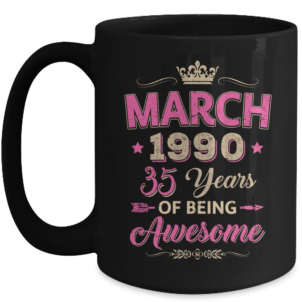 March 1990 35 Years Of Being Awesome Retro 35th Birthday Mug | siriusteestore