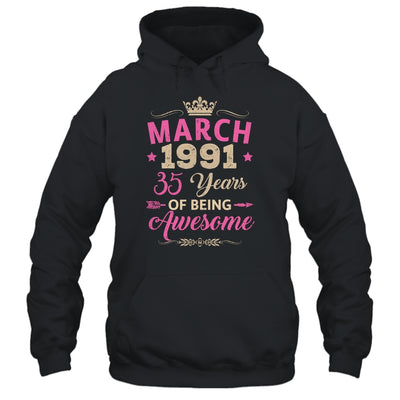 March 1991 35 Years Of Being Awesome Retro 35th Birthday Shirt & Tank Top | siriusteestore