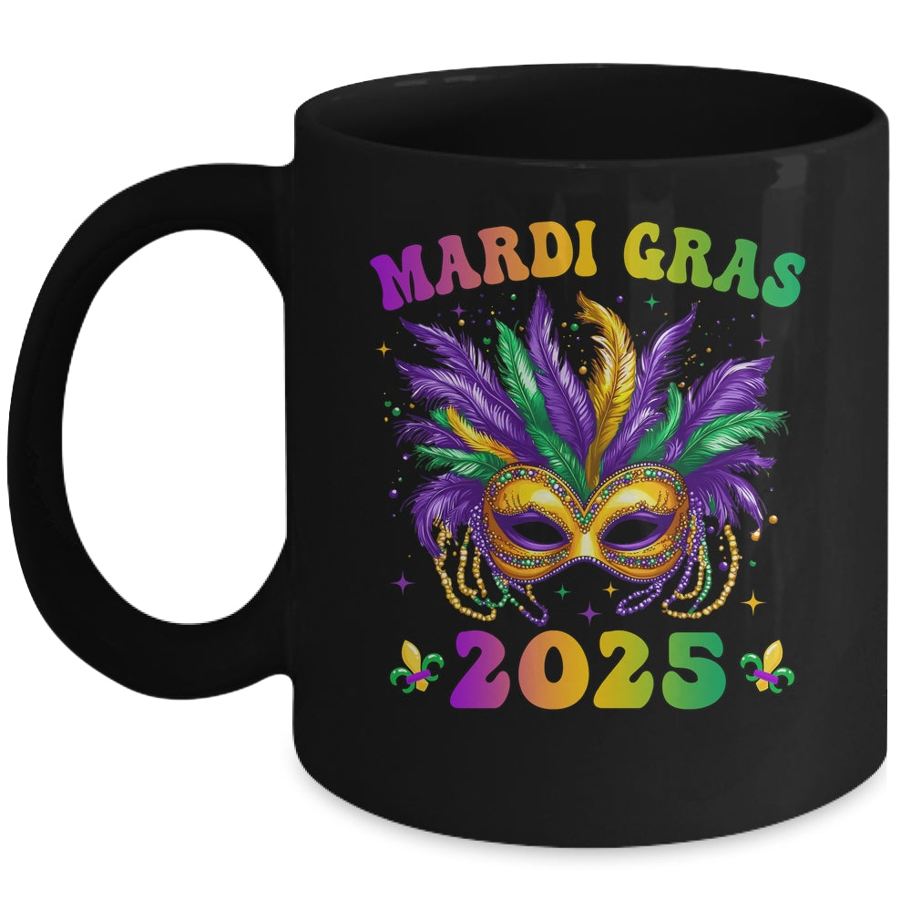 Mardi Gras 2025 Mask Feathers Mardi Gras Family Costume Cute Mug | siriusteestore