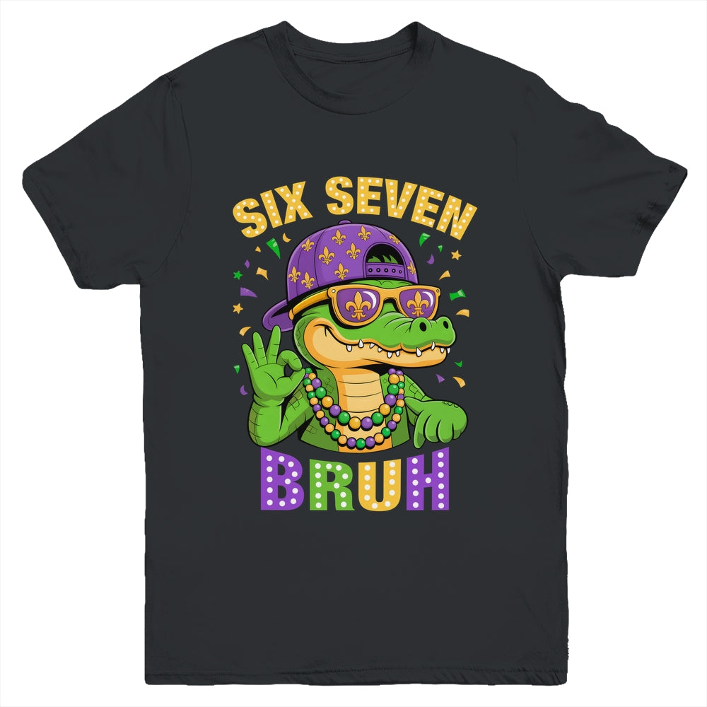Mardi Gras 6 7 Meme Bruh Mardigator Alligator Six Seven Boy Youth Shirt | siriusteestore