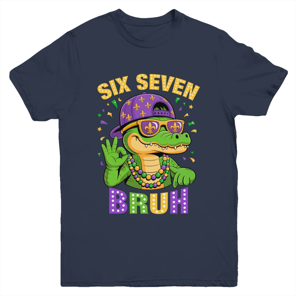 Mardi Gras 6 7 Meme Bruh Mardigator Alligator Six Seven Boy Youth Shirt | siriusteestore