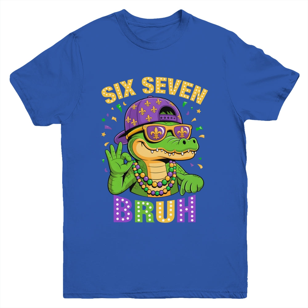 Mardi Gras 6 7 Meme Bruh Mardigator Alligator Six Seven Boy Youth Shirt | siriusteestore