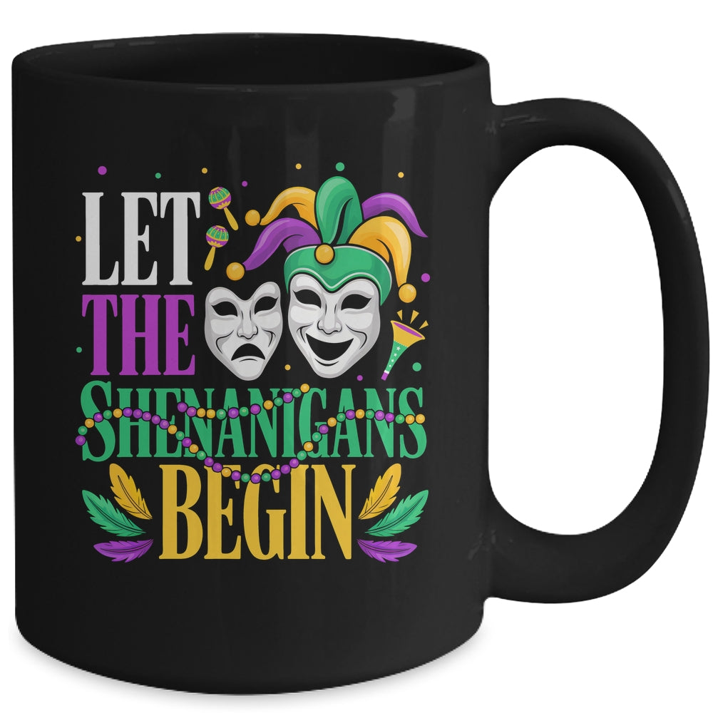 Mardi Gras Funny Let The Shenanigans Begin Jester Mask Mug | siriusteestore
