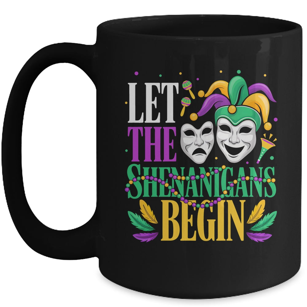 Mardi Gras Funny Let The Shenanigans Begin Jester Mask Mug | siriusteestore