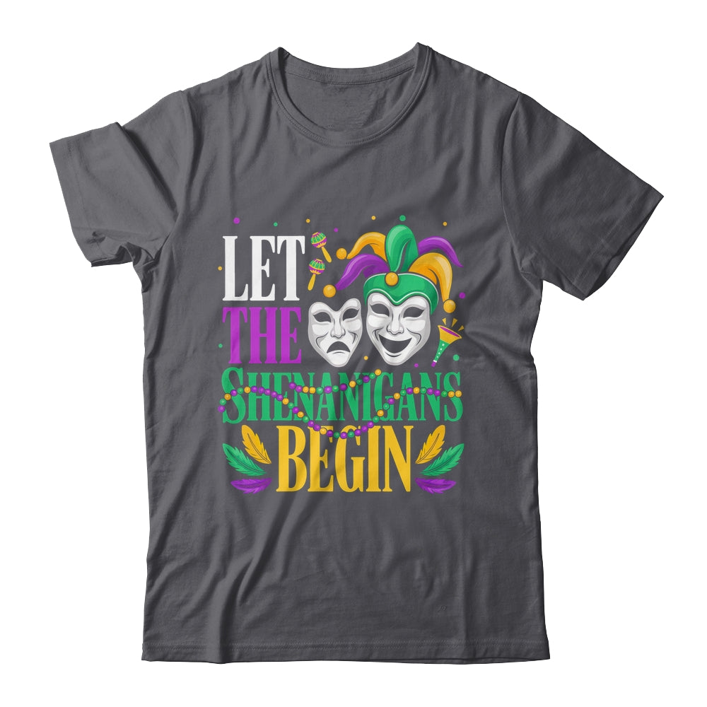 Mardi Gras Funny Let The Shenanigans Begin Jester Mask Shirt & Hoodie | siriusteestore