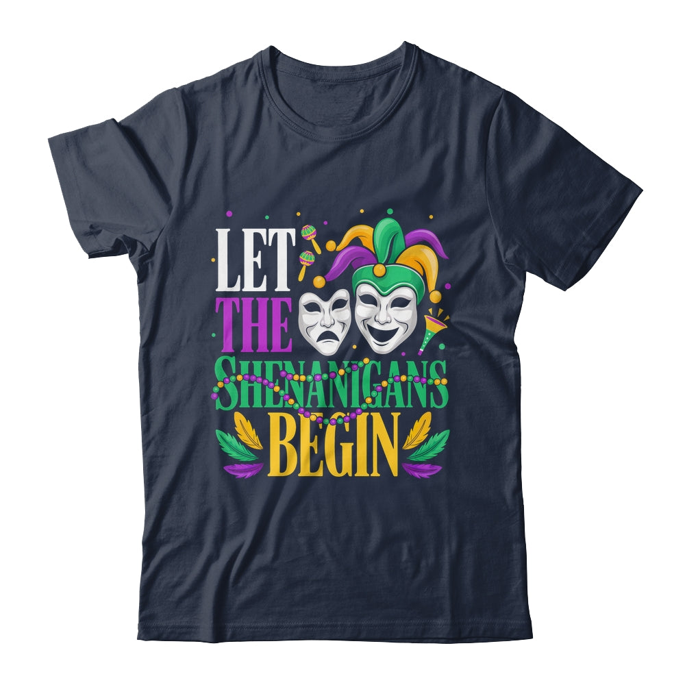 Mardi Gras Funny Let The Shenanigans Begin Jester Mask Shirt & Hoodie | siriusteestore