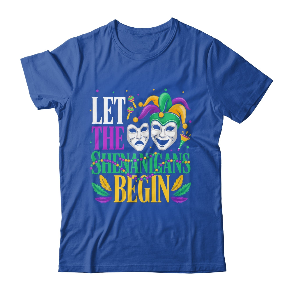 Mardi Gras Funny Let The Shenanigans Begin Jester Mask Shirt & Hoodie | siriusteestore