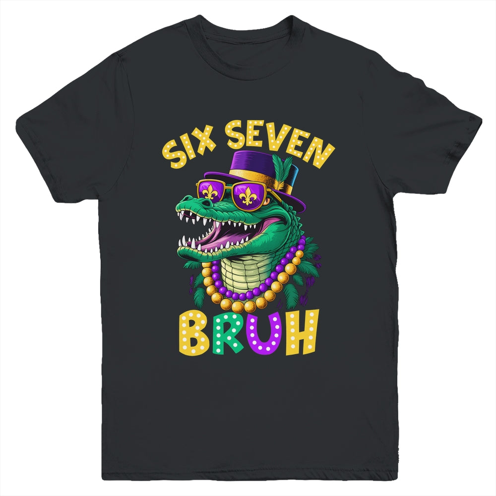 Mardi Gras Six Seven Bruh Mardigator Alligator 6 7 Meme Boy Youth Shirt | siriusteestore