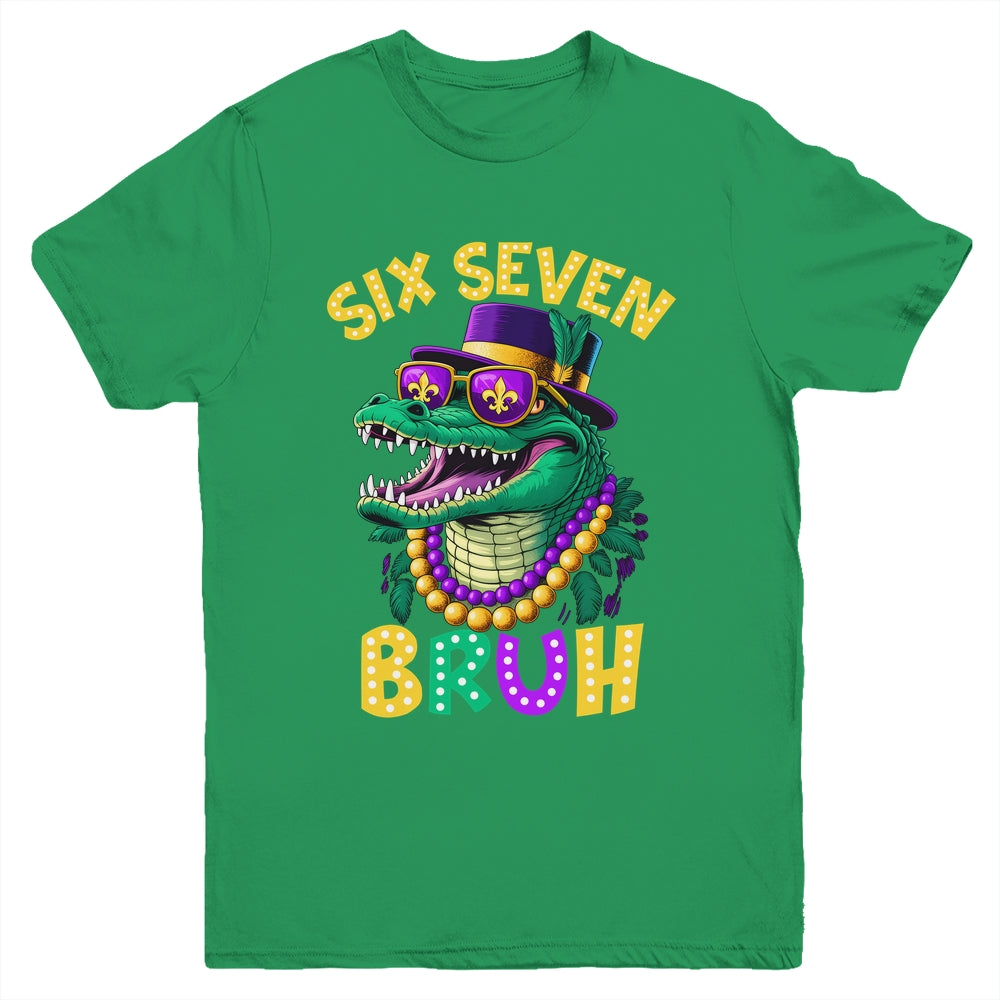 Mardi Gras Six Seven Bruh Mardigator Alligator 6 7 Meme Boy Youth Shirt | siriusteestore