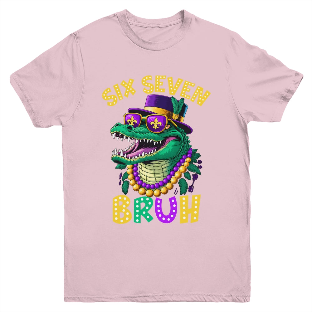 Mardi Gras Six Seven Bruh Mardigator Alligator 6 7 Meme Boy Youth Shirt | siriusteestore
