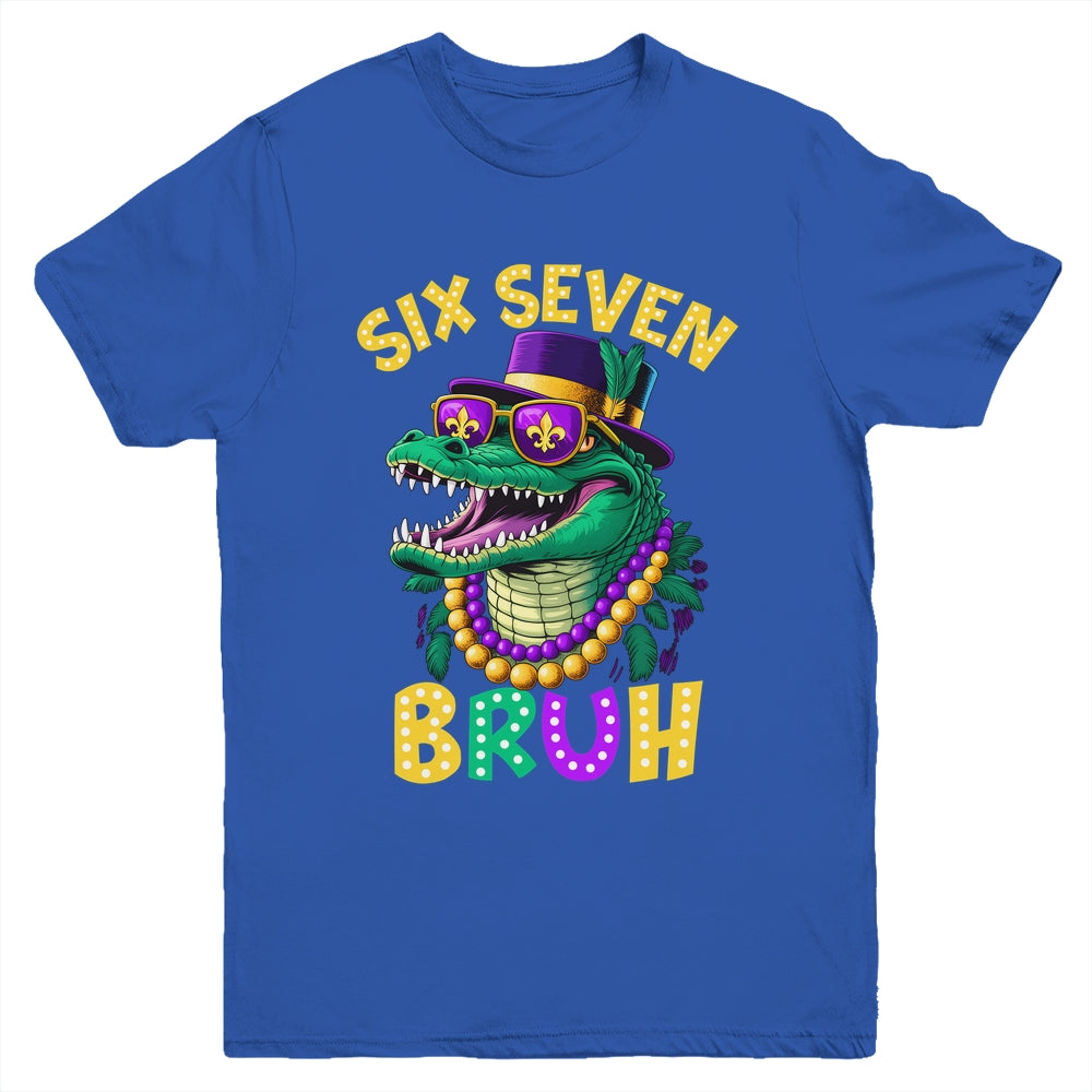 Mardi Gras Six Seven Bruh Mardigator Alligator 6 7 Meme Boy Youth Shirt | siriusteestore