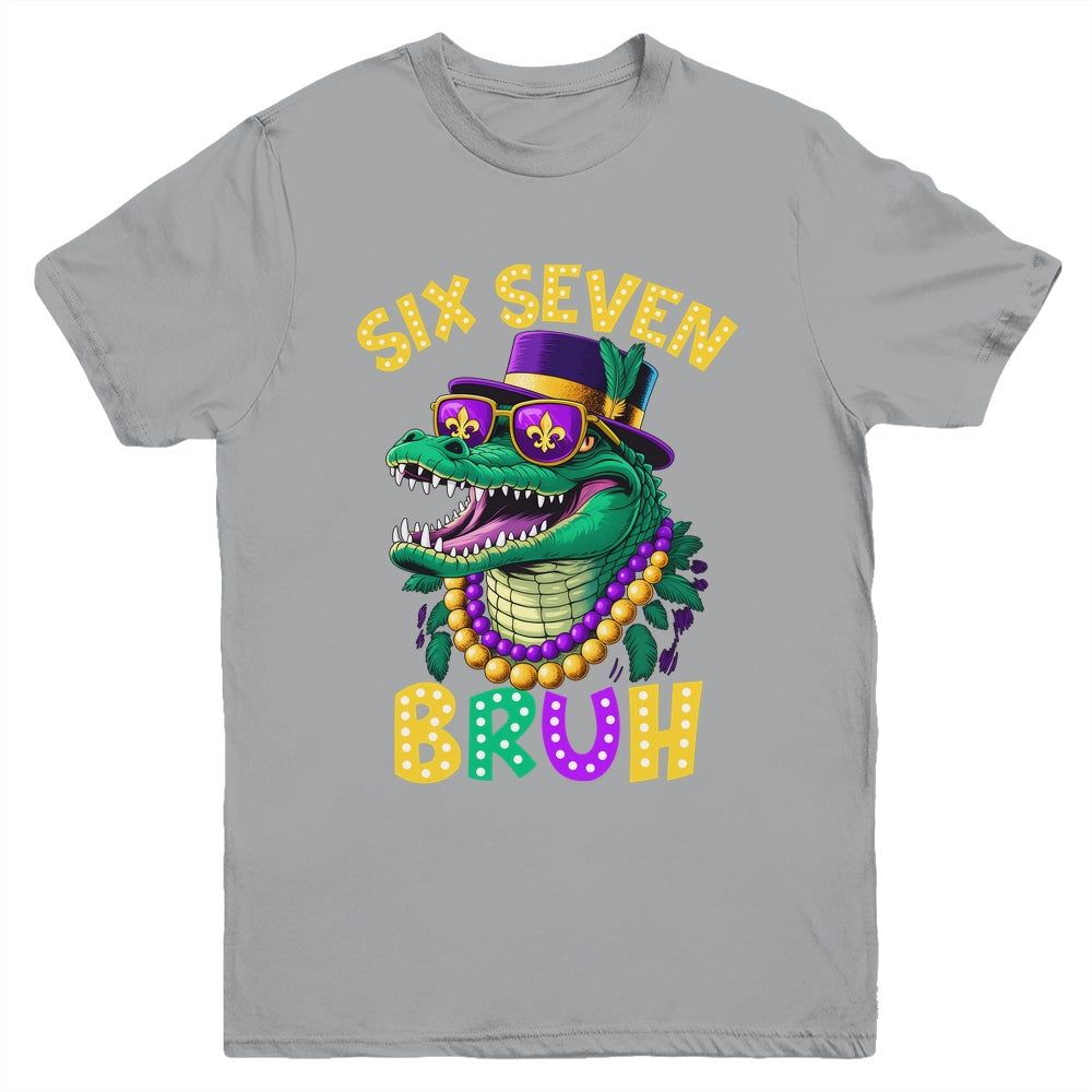 Mardi Gras Six Seven Bruh Mardigator Alligator 6 7 Meme Boy Youth Shirt | siriusteestore