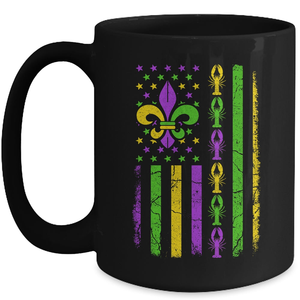 Mardi Gras US American Flag With Crawfish New Orleans Mug | siriusteestore
