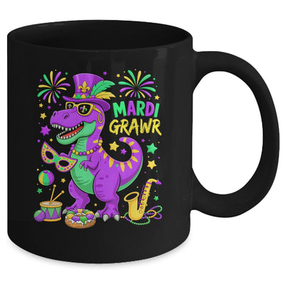 Mardi Grawr T-Rex Dino Mardi Gras Dinosaur Beads Men Boy Kid Mug | siriusteestore