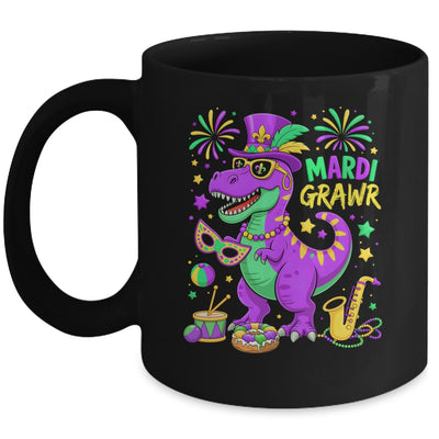 Mardi Grawr T-Rex Dino Mardi Gras Dinosaur Beads Men Boy Kid Mug | siriusteestore