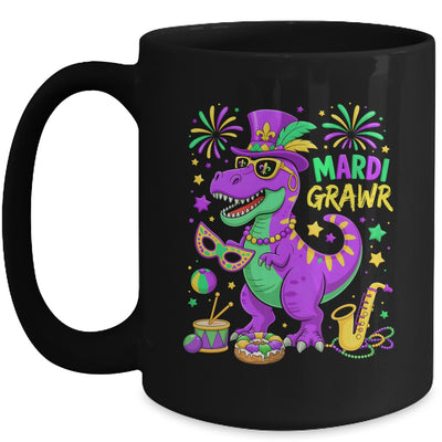 Mardi Grawr T-Rex Dino Mardi Gras Dinosaur Beads Men Boy Kid Mug | siriusteestore