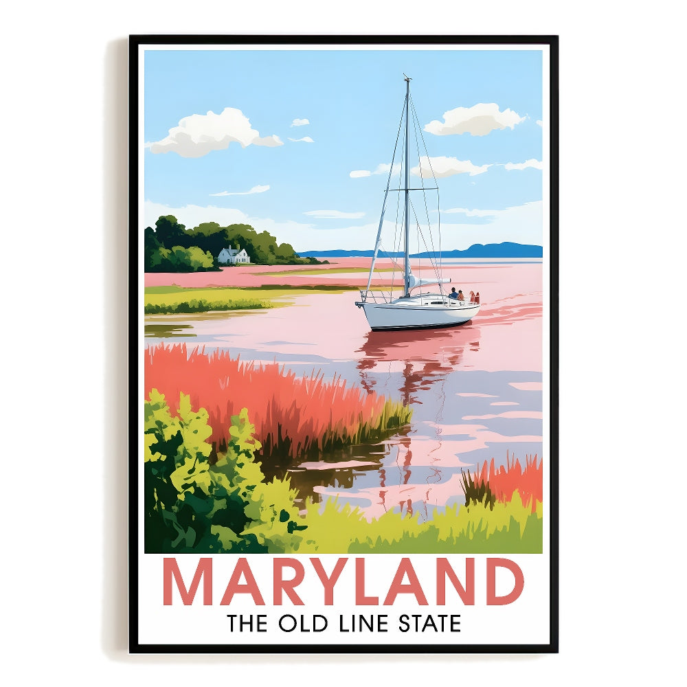 Maryland Travel Print Poster Nature Old Line State Chesapeake Bay Souvenir Wall Art Landscape Picture For Home Room Living Room Office Bedroom Decor Unframed | siriusteestore