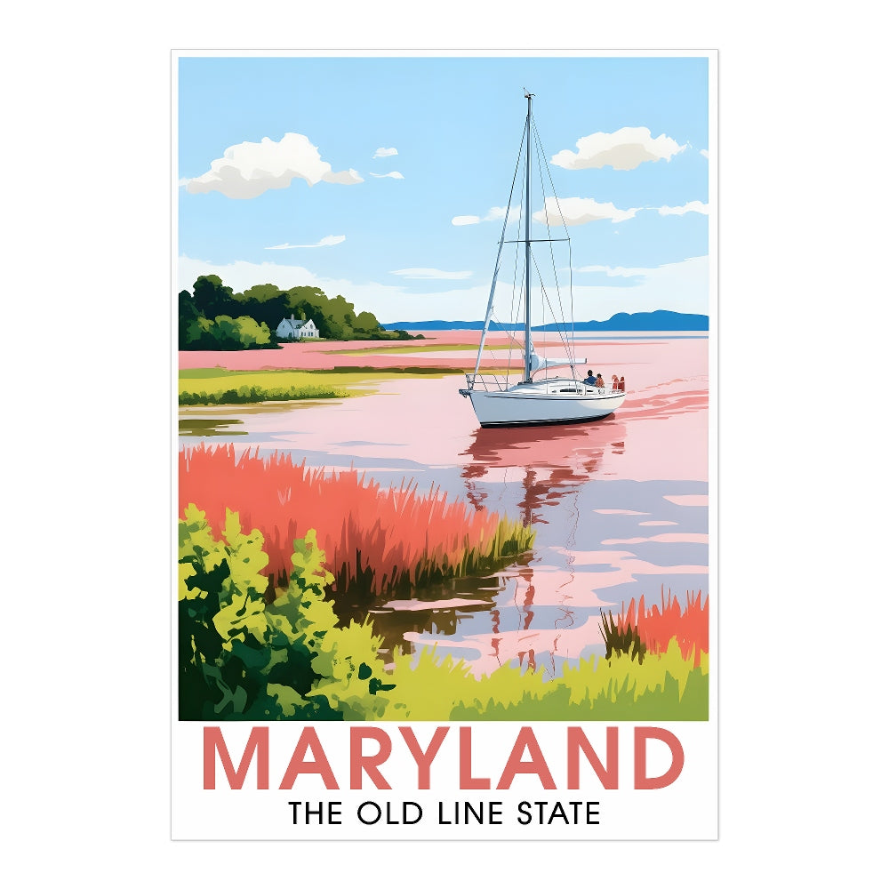 Maryland Travel Print Poster Nature Old Line State Chesapeake Bay Souvenir Wall Art Landscape Picture For Home Room Living Room Office Bedroom Decor Unframed | siriusteestore