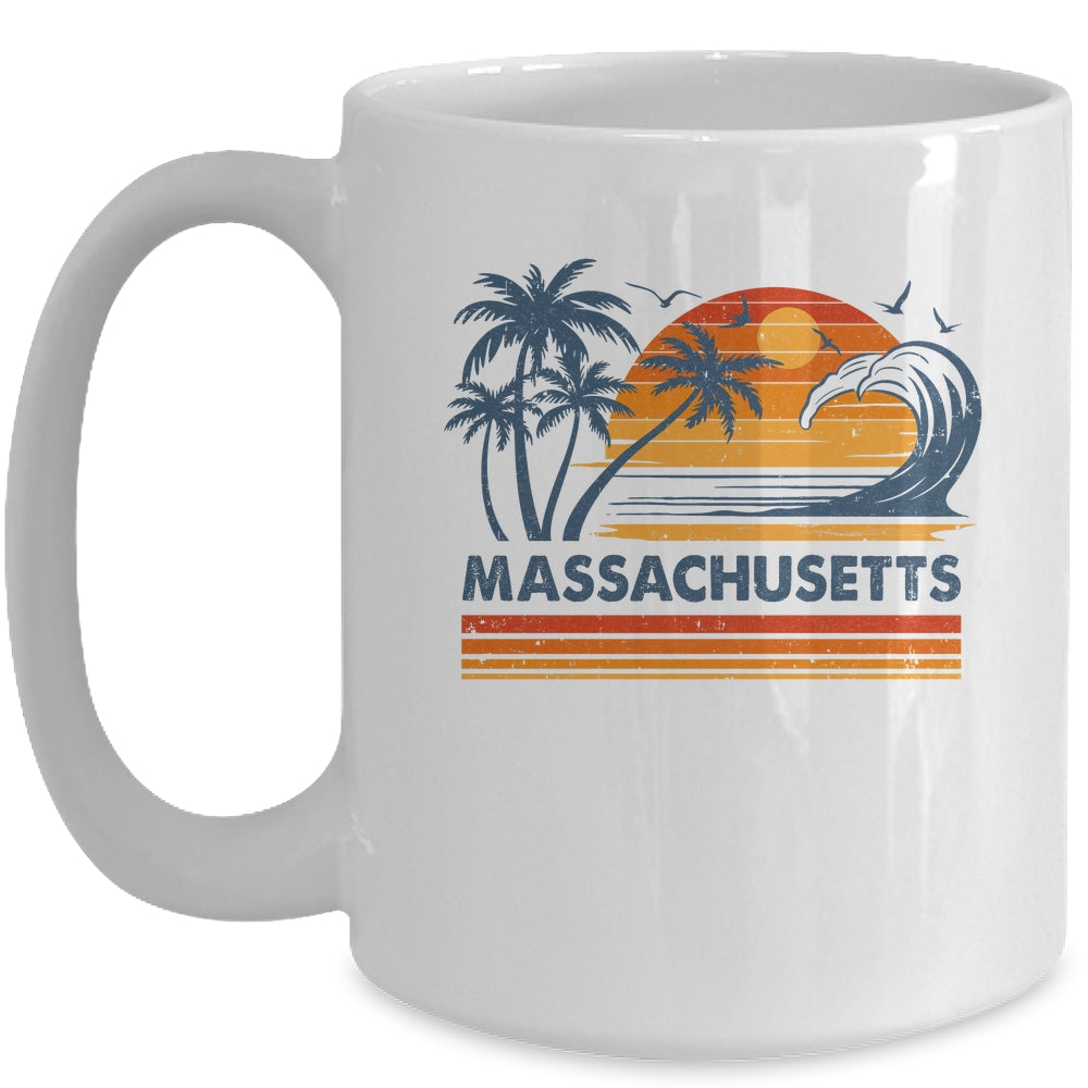 Massachusetts Vacation Sunset Cute 70s Vintage Retro Beach Mug | siriusteestore