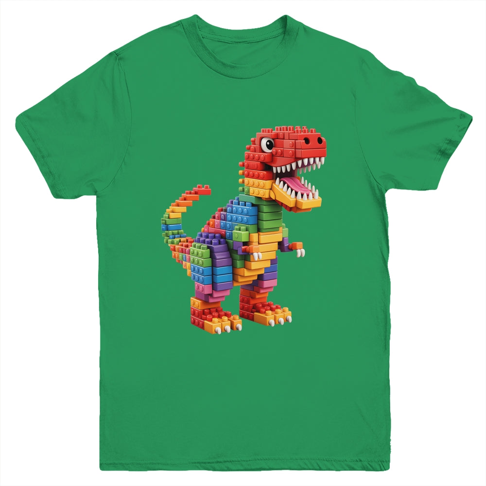 Master Builder Men Boys Kids Building Bricks Dinosaur T-Rex Youth Shirt | siriusteestore