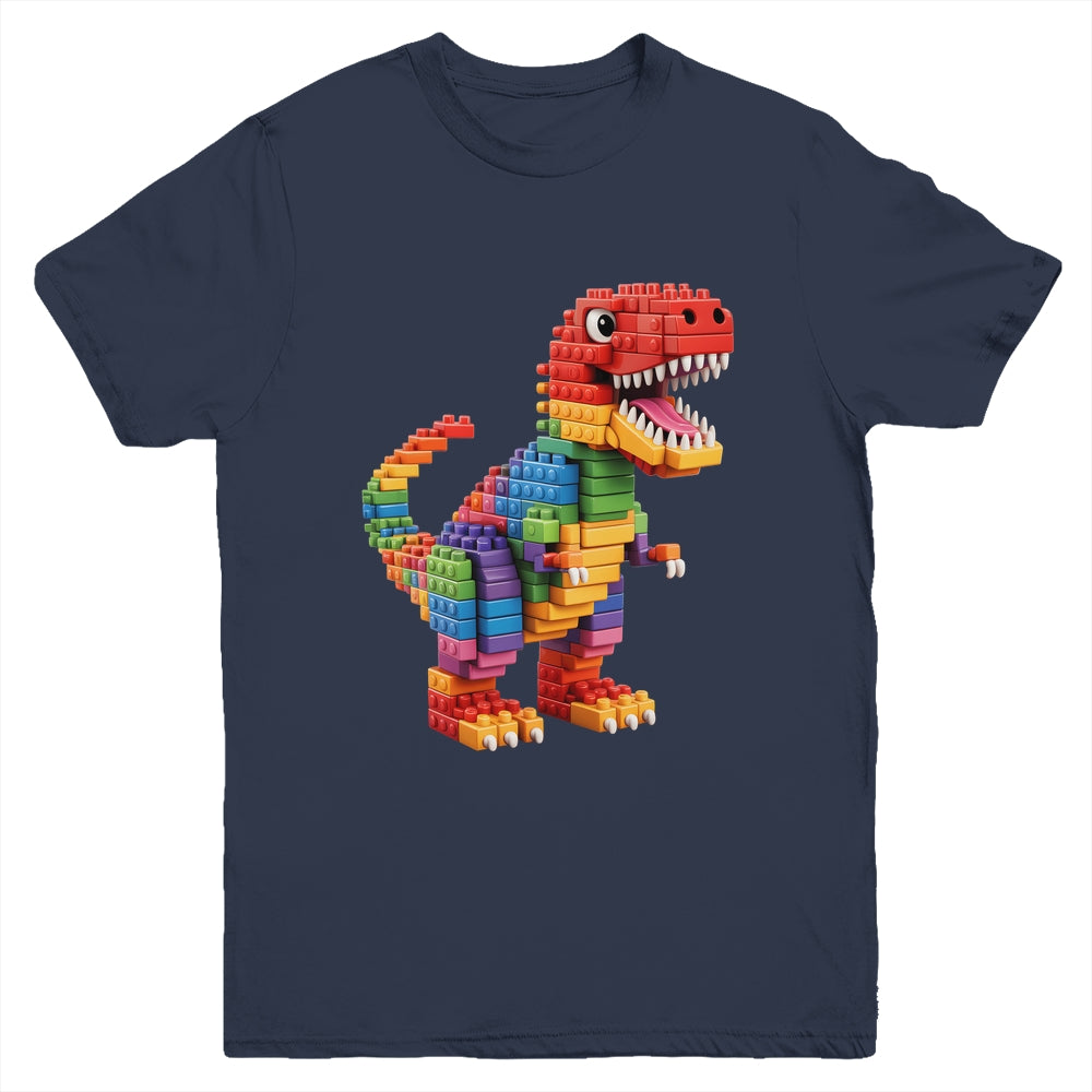 Master Builder Men Boys Kids Building Bricks Dinosaur T-Rex Youth Shirt | siriusteestore