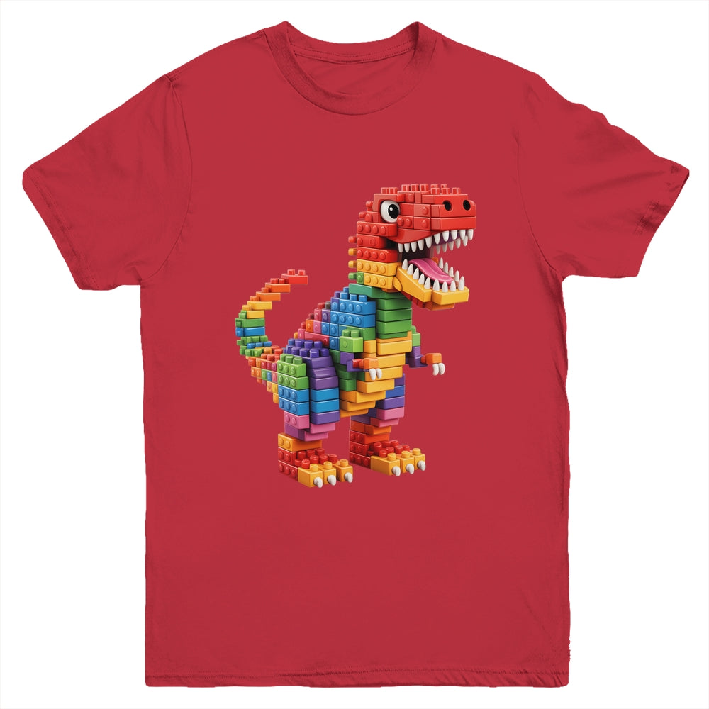 Master Builder Men Boys Kids Building Bricks Dinosaur T-Rex Youth Shirt | siriusteestore