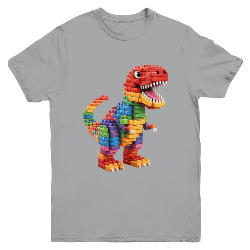 Master Builder Men Boys Kids Building Bricks Dinosaur T-Rex Youth Shirt | siriusteestore
