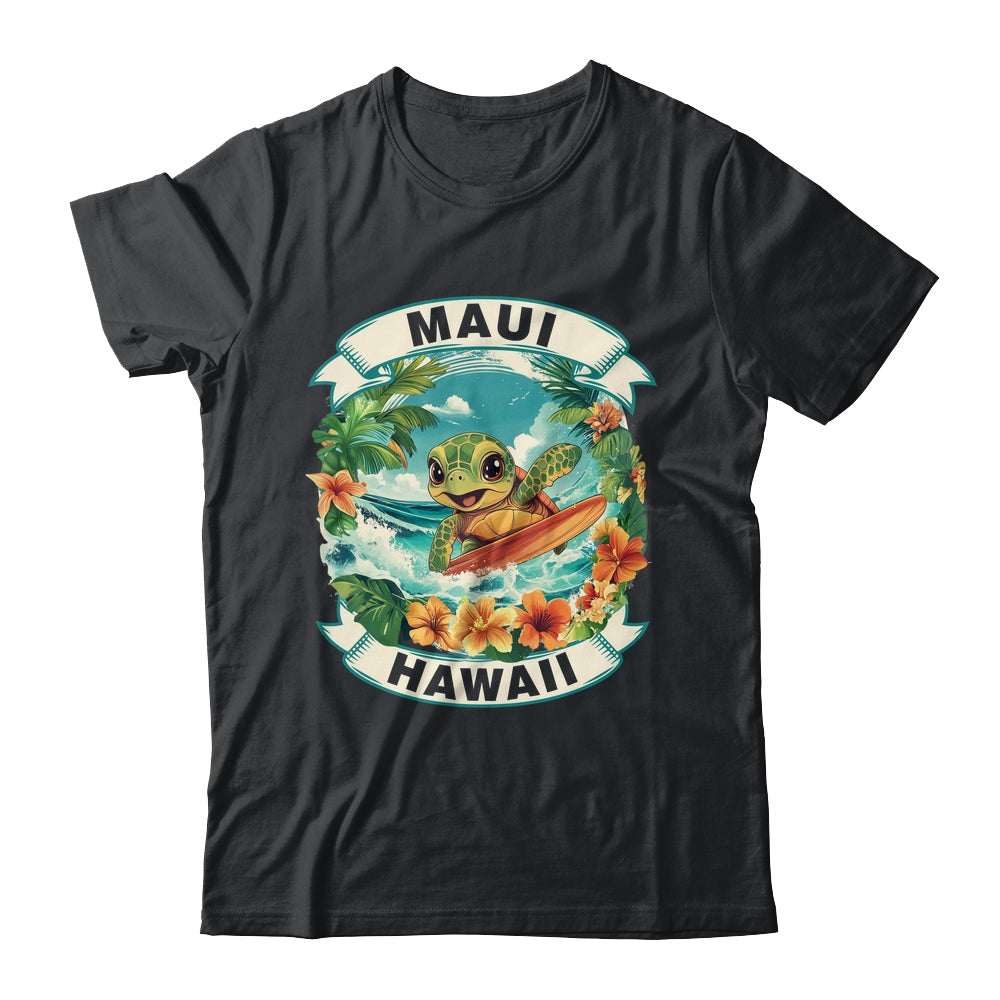 Maui Hawaii Cute Sea Turtle Surfing Summer Vacation Shirt & Tank Top | siriusteestore