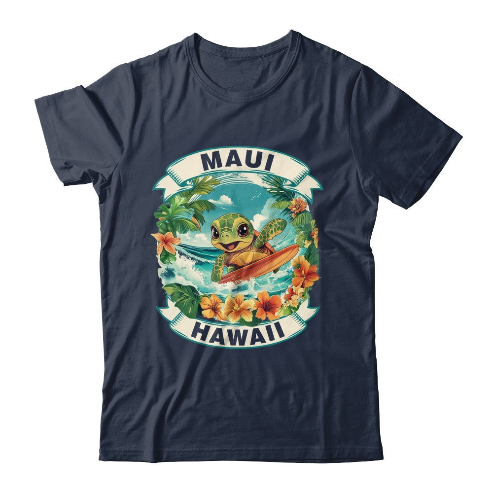 Maui Hawaii Cute Sea Turtle Surfing Summer Vacation Shirt & Tank Top | siriusteestore