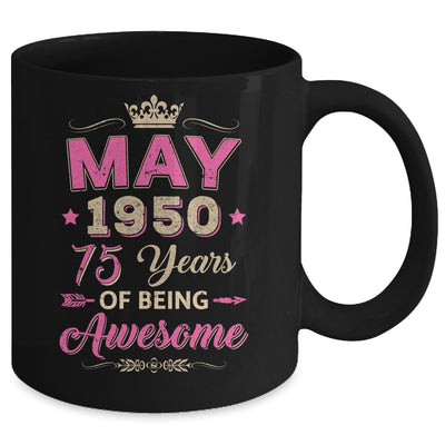 May 1950 75 Years Of Being Awesome Retro 75th Birthday Mug | siriusteestore