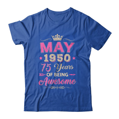 May 1950 75 Years Of Being Awesome Retro 75th Birthday Shirt & Tank Top | siriusteestore