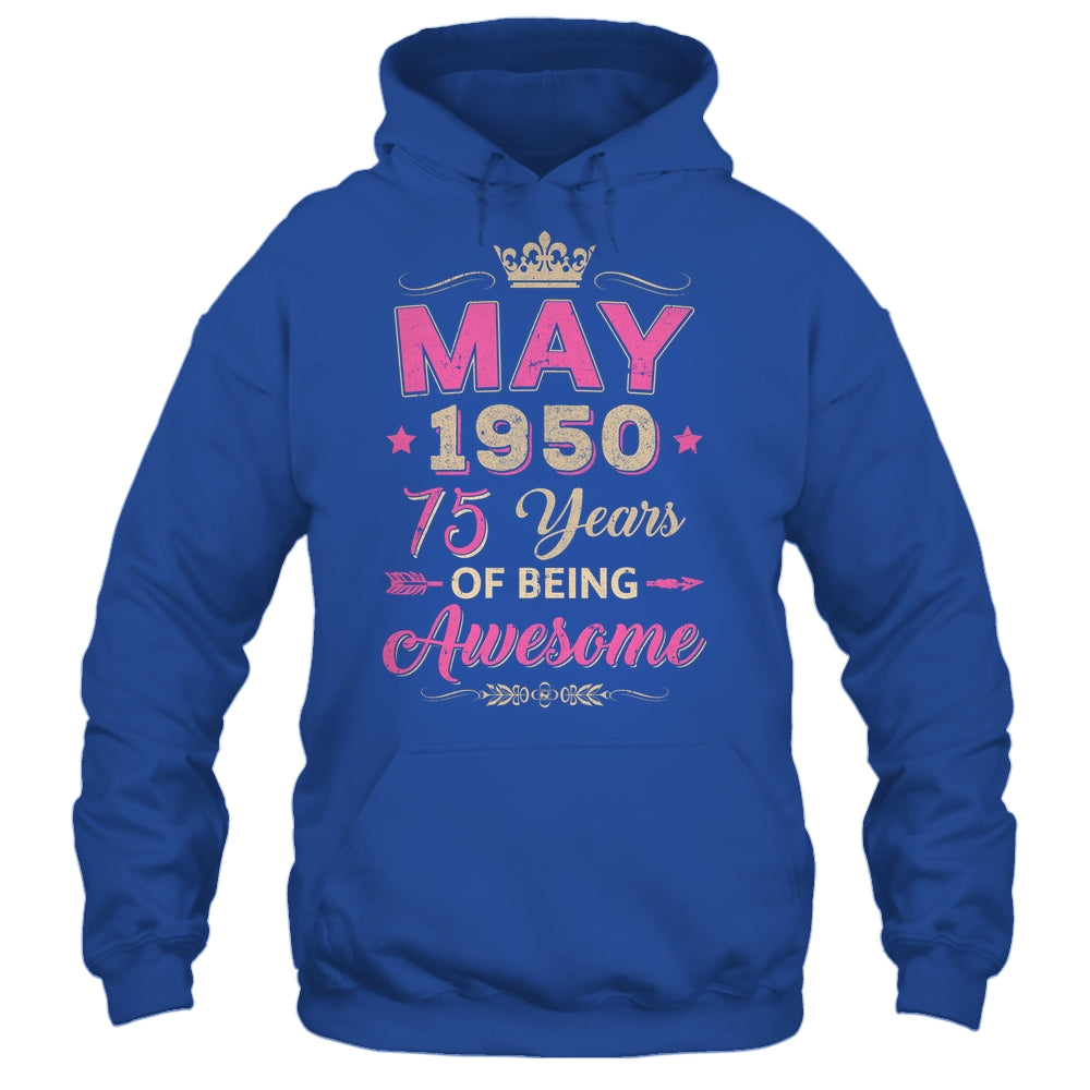 May 1950 75 Years Of Being Awesome Retro 75th Birthday Shirt & Tank Top | siriusteestore