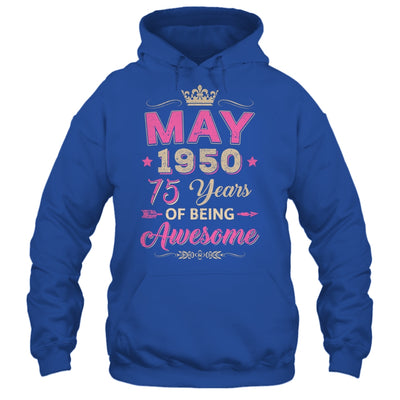 May 1950 75 Years Of Being Awesome Retro 75th Birthday Shirt & Tank Top | siriusteestore