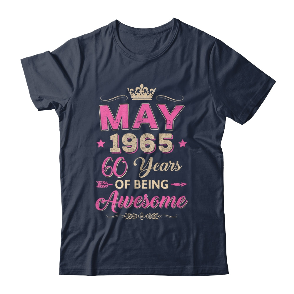 May 1965 60 Years Of Being Awesome Retro 60th Birthday Shirt & Tank Top | siriusteestore