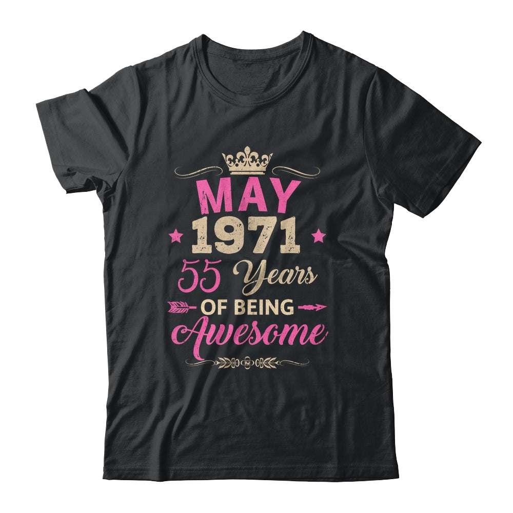 May 1971 55 Years Of Being Awesome Retro 55th Birthday Shirt & Tank Top | siriusteestore