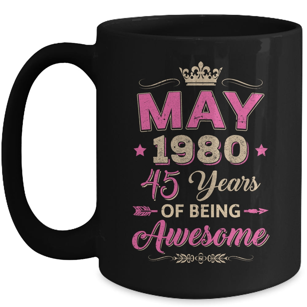 May 1980 45 Years Of Being Awesome Retro 45th Birthday Mug | siriusteestore