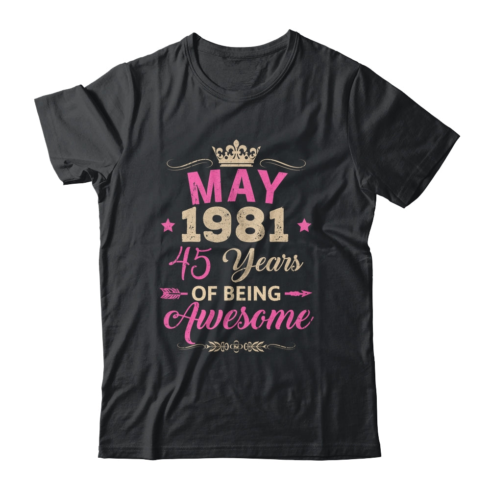 May 1981 45 Years Of Being Awesome Retro 45th Birthday Shirt & Tank Top | siriusteestore