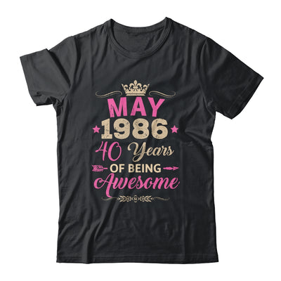 May 1986 40 Years Of Being Awesome Retro 40th Birthday Shirt & Tank Top | siriusteestore