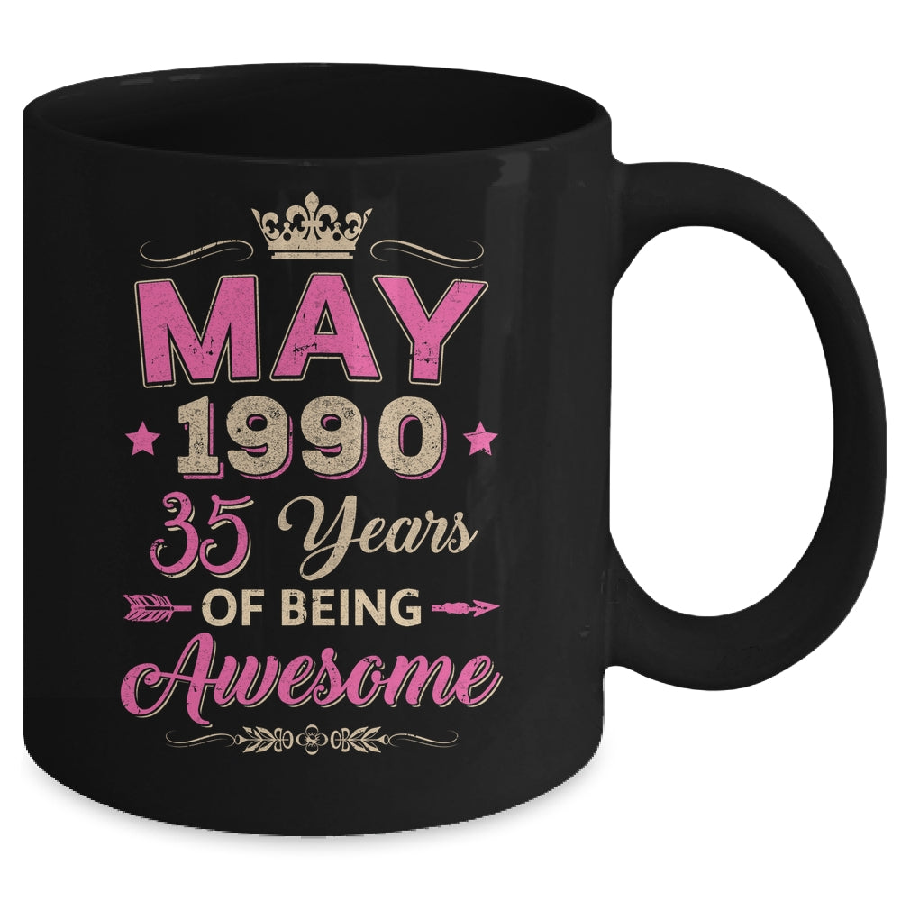 May 1990 35 Years Of Being Awesome Retro 35th Birthday Mug | siriusteestore