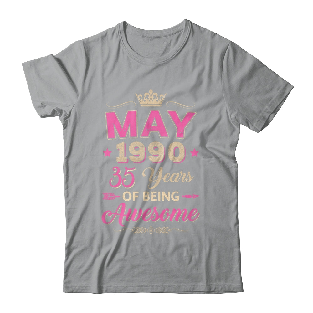 May 1990 35 Years Of Being Awesome Retro 35th Birthday Shirt & Tank Top | siriusteestore