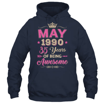 May 1990 35 Years Of Being Awesome Retro 35th Birthday Shirt & Tank Top | siriusteestore