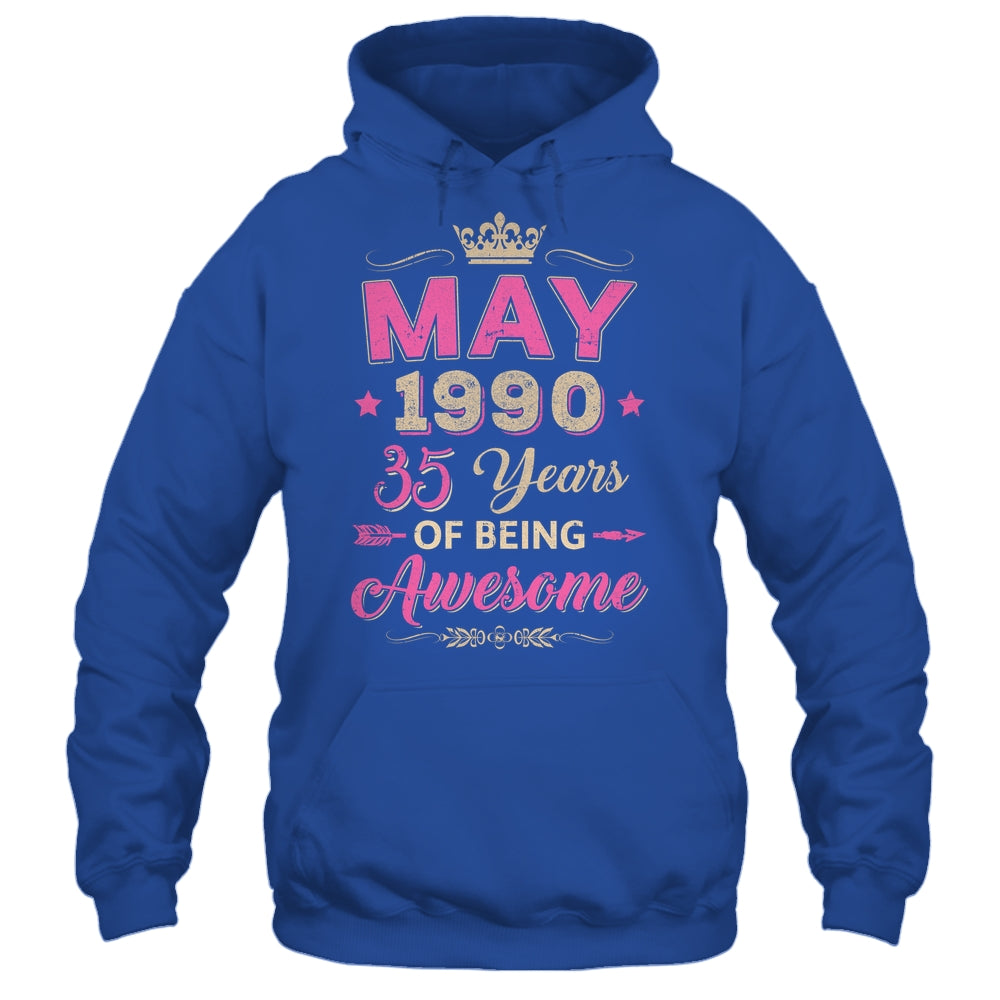 May 1990 35 Years Of Being Awesome Retro 35th Birthday Shirt & Tank Top | siriusteestore